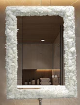 Luxury White Crystal Quartz Wall Mirror | Handmade Gemstone Mirror for Home & Bathroom Decor | Luxury Crystal Wall Art Interior Design Unique Handicrafts IND